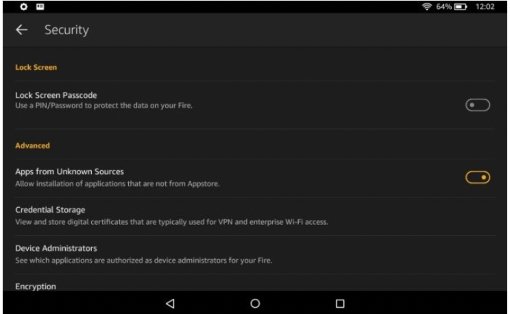 Enable Unknown Sources on Kindle Fire Plus Tablet